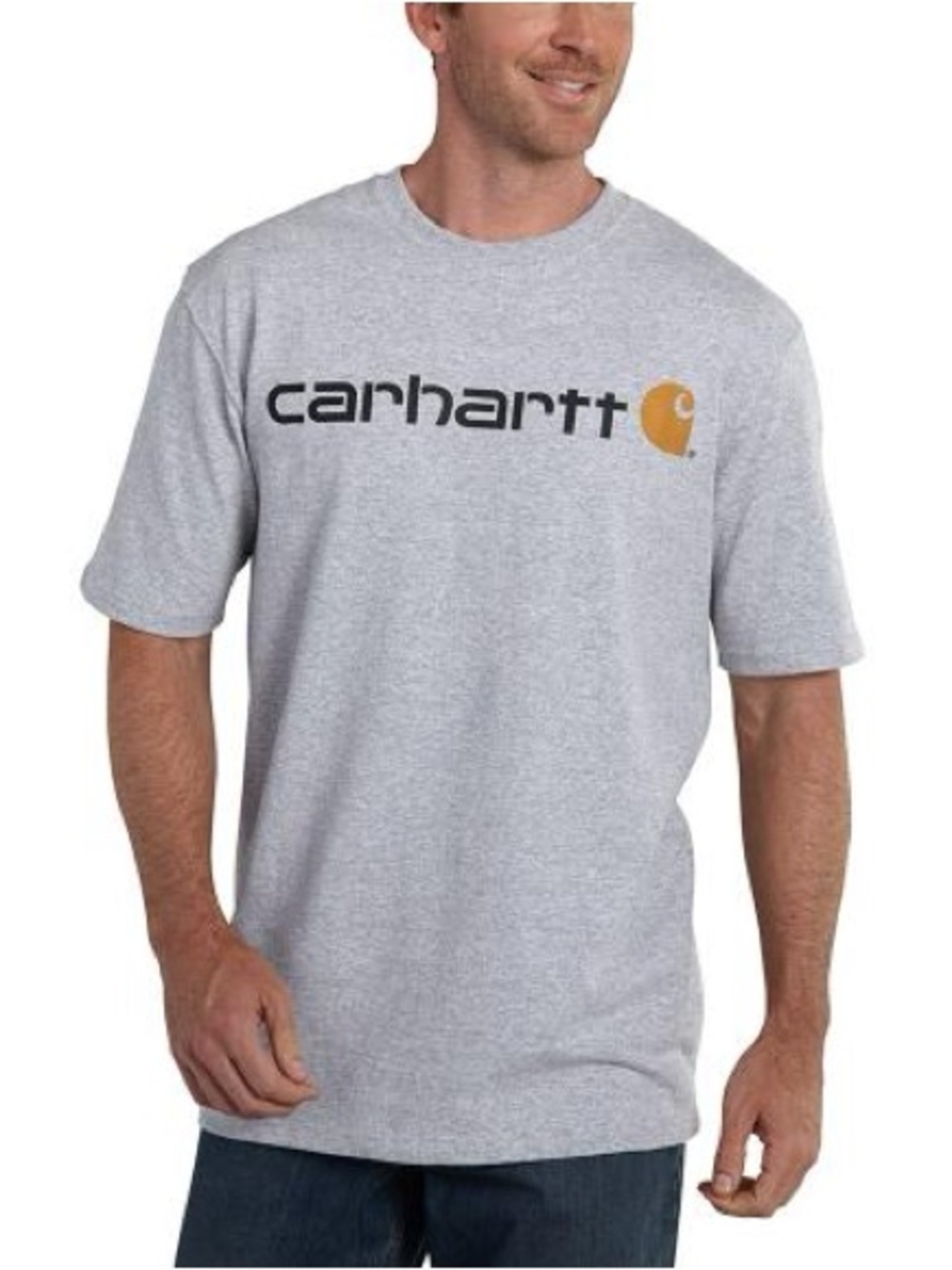 Carhartt Men's loose fit Gray Logo Short Sleeve T-Shirt, men’s small